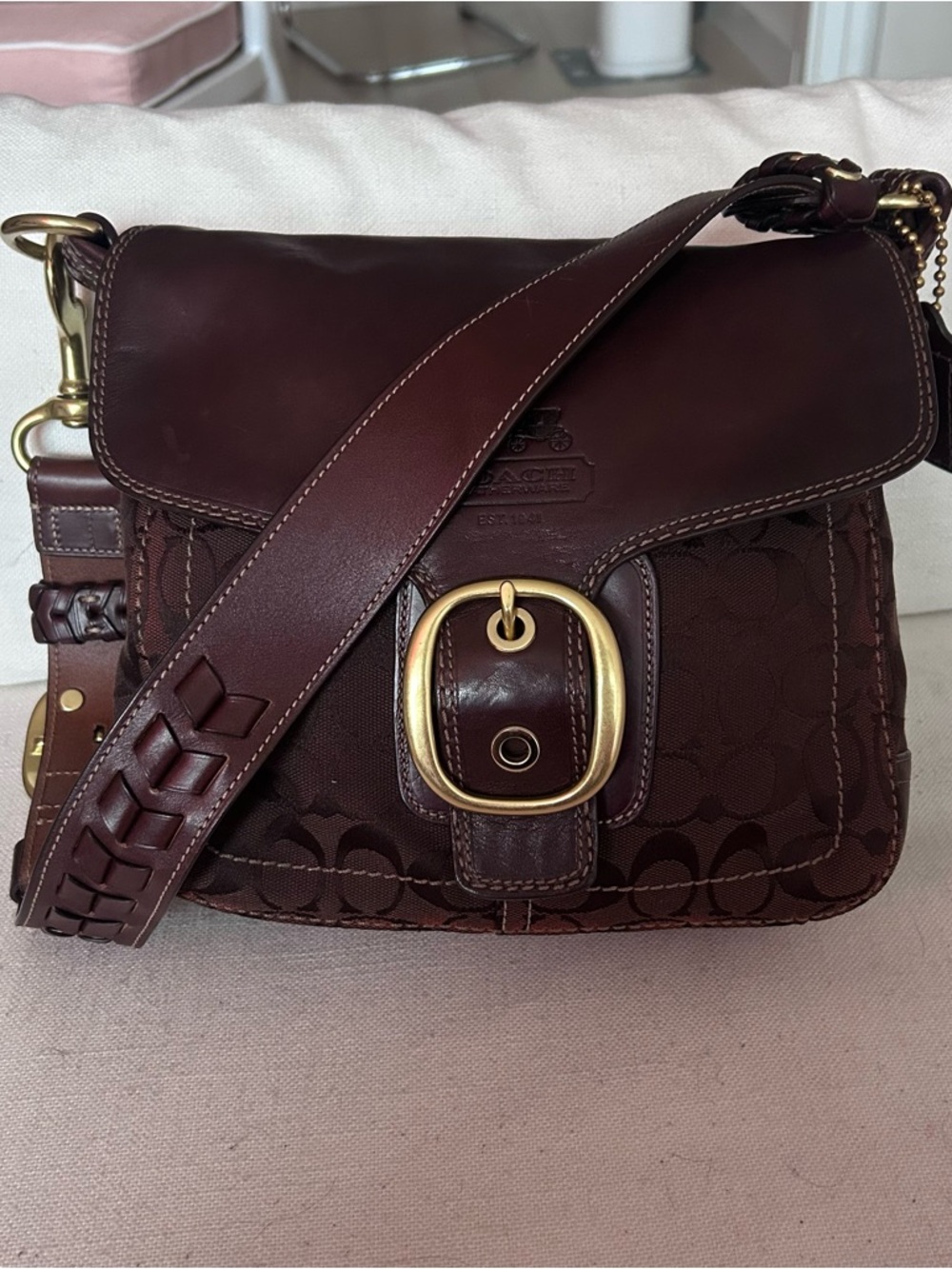 Vintage Coach Bleecker Legacy Flap Brown Leather Shou… - Gem
